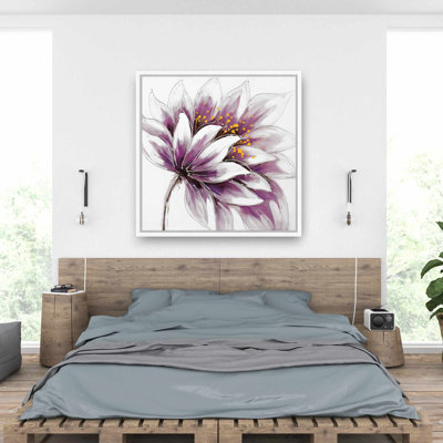 Fleur mauve - décor de toile botanique romantique encadré