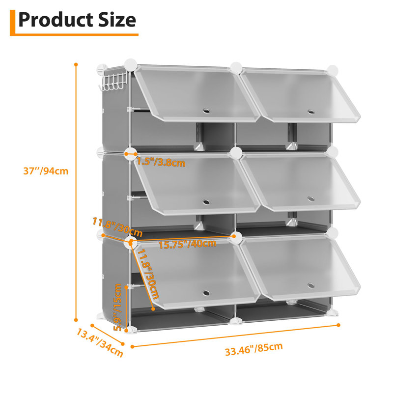24 Pair Shoe Storage Cabinet, Grey