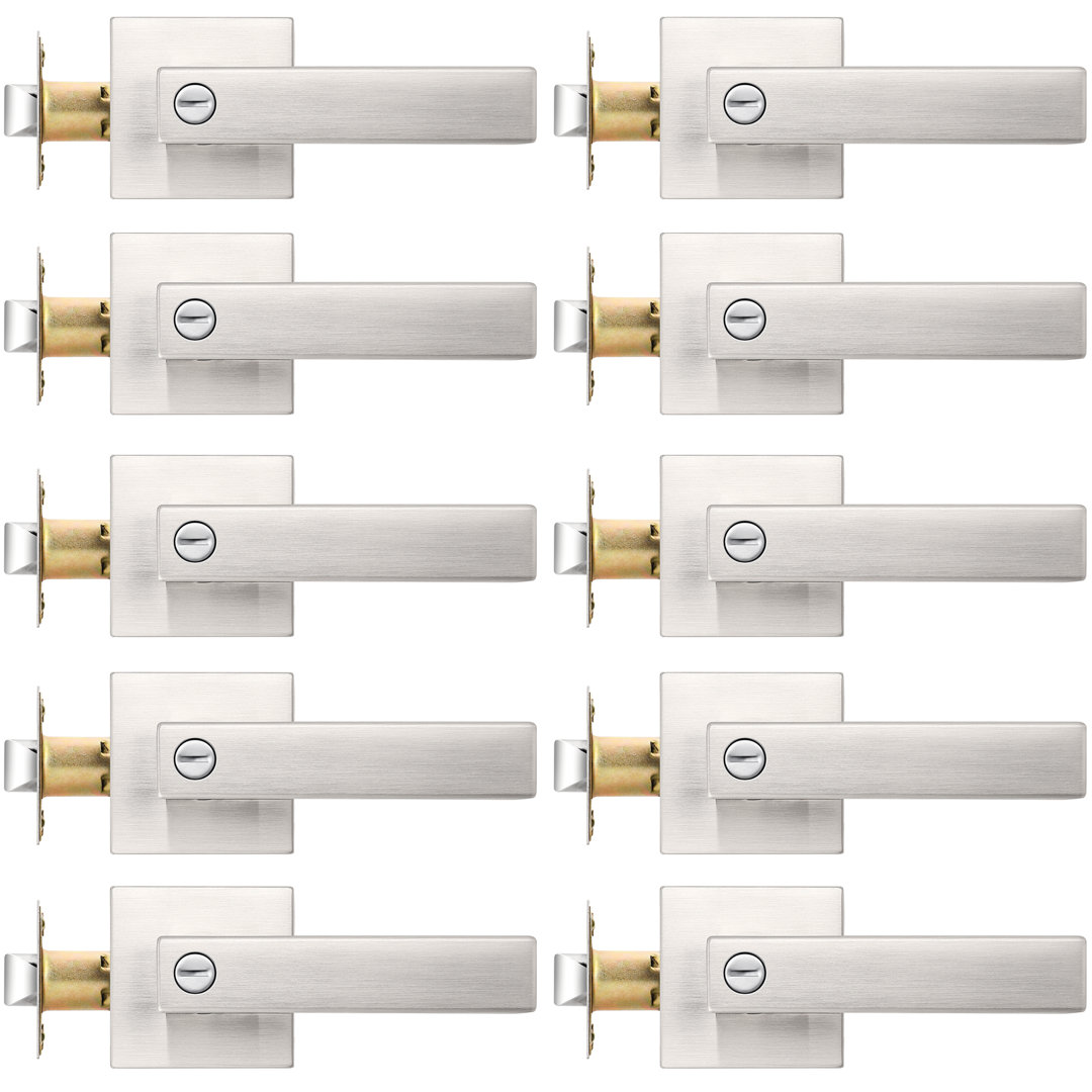 Privacy Door Lever with Square Rosette for Bed and Bath Keyless (Set of 10) Probrico