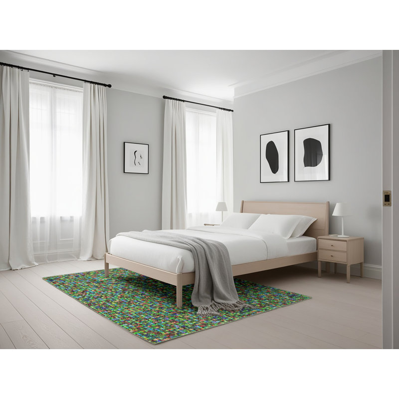 Vert Ruhland Tapis décoratif, Rectangle 5 pi x 7 pi