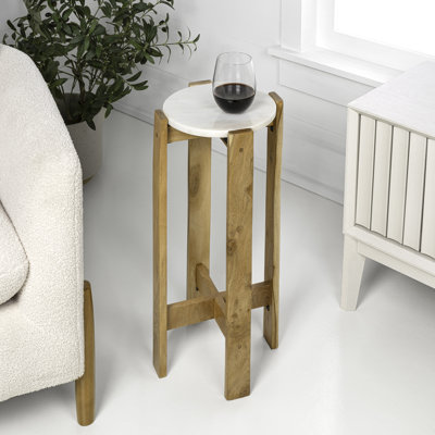 Table basse Elena minimaliste ronde en bois de 24 po Elena