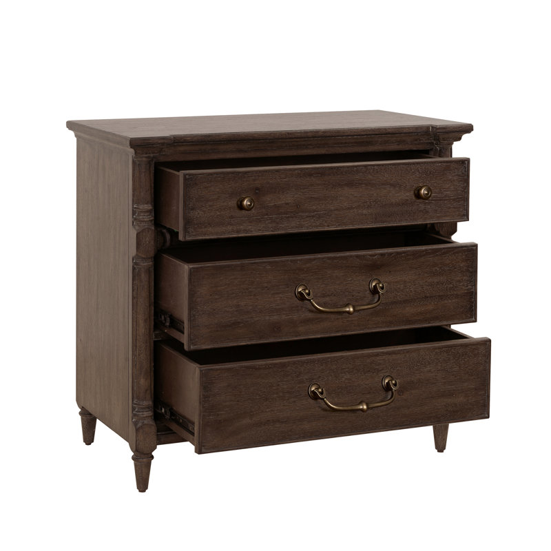 Revival Row Brown 3-Drawer Bachelor's Chest with Antique Copper Hardware