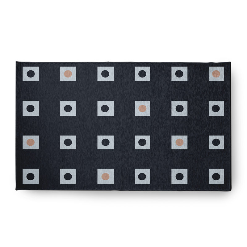 Tapis bleu requin à tissage plat Lumri, Rectangle 1 pi 5 po x 2 pi 5 po