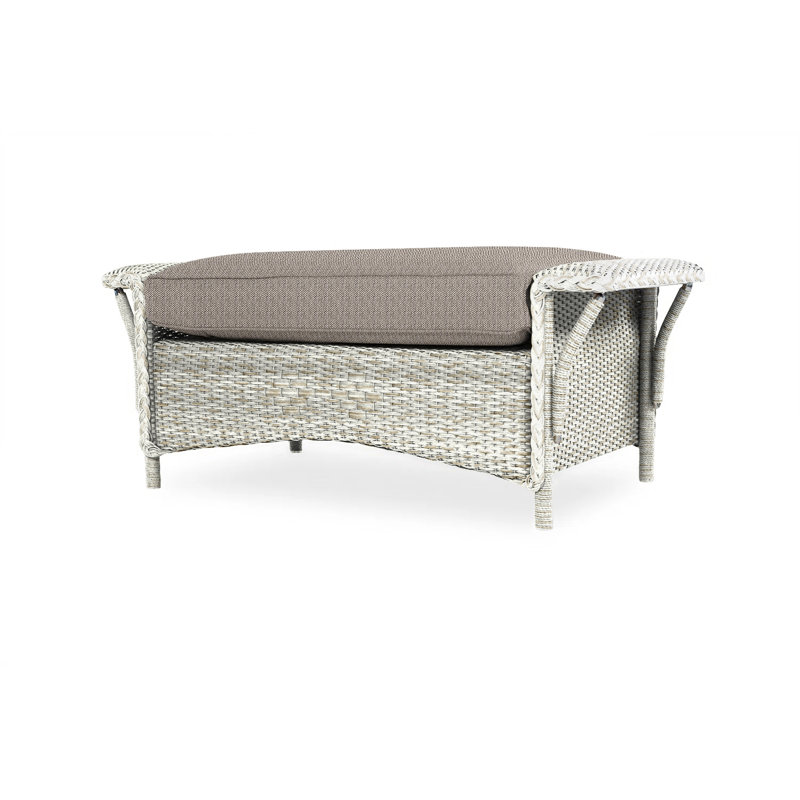 Nantucket Outdoor Ottoman, Canvas Black Sunbrella® Canvas, Antique White