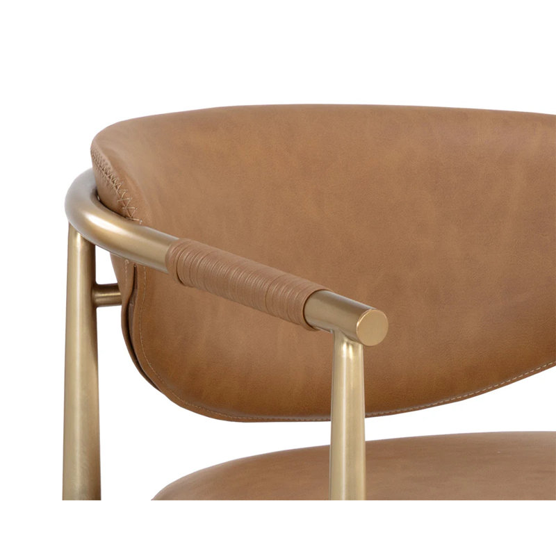 HELOISE Upholstered Stool with Metal Frame, Brown, Counter Stool (26.25” Seat Height)