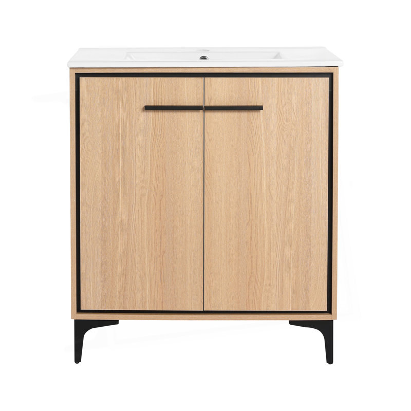 Base de meuble-lavabo 30 po avec lavabo, armoire de rangement avec portes, bois d'ingénierie, 30"