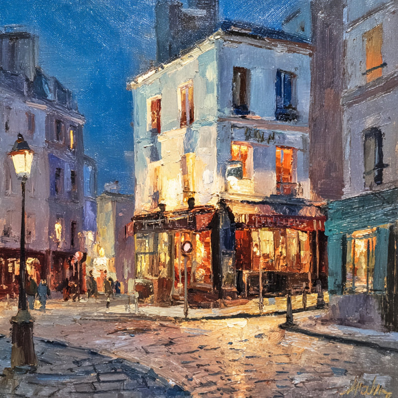 «Corner Bistro at Dusk», art mural sur toile tendue