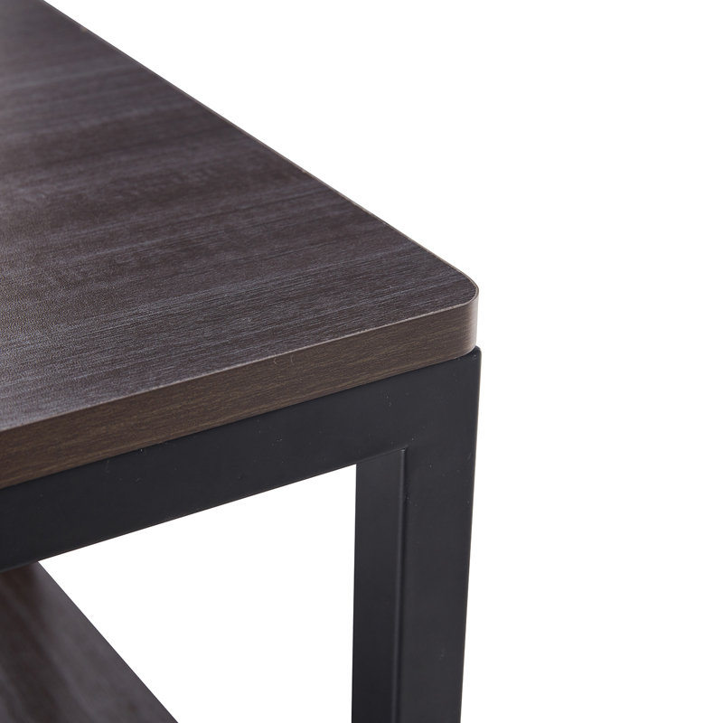 Table de bout en C avec roulettes, Rouge gris Oka, Noir