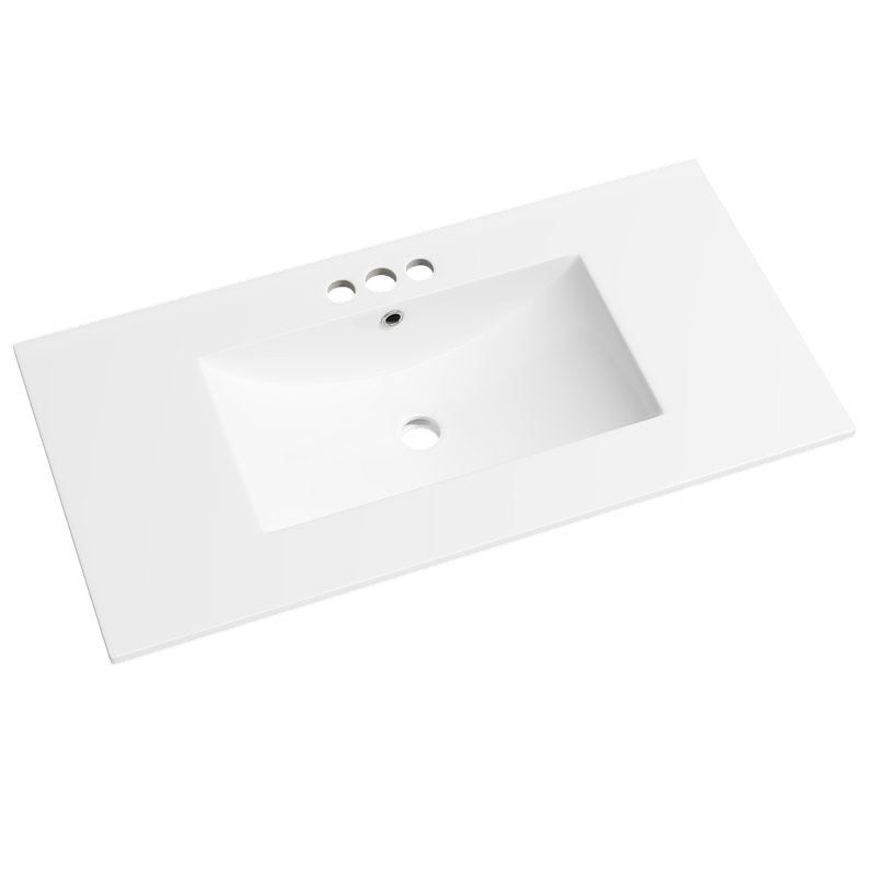 Tucson 35.9" W x 18.25" D Vitreous China Rectangular Single Vanity Top Sink in White for 4" Centerset Faucet (Sink Only, No Vanity)