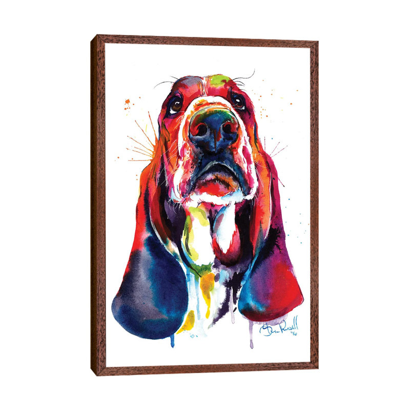 Basset 1 Piece Painting on Canvas, 101.6 cm H x 66.04 cm W, Classic Brown Wood Framed