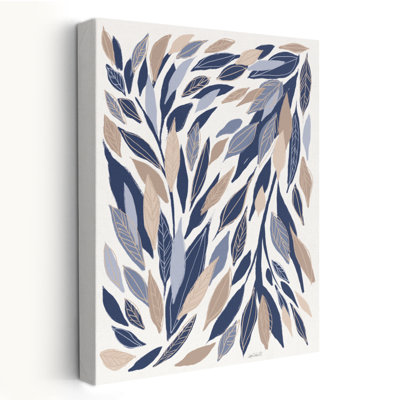 Feuilles feuillues bleu moderne beige moderne crème