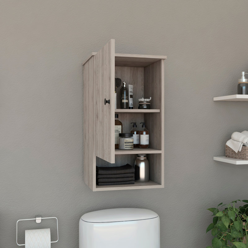 Stylish Medicine Cabinet with Two Internal Shelves and Soft Close System, Gray