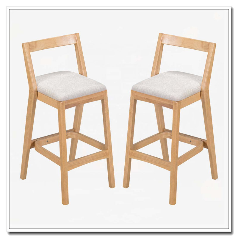 Tabouret en bois d'hévéa, Naturel