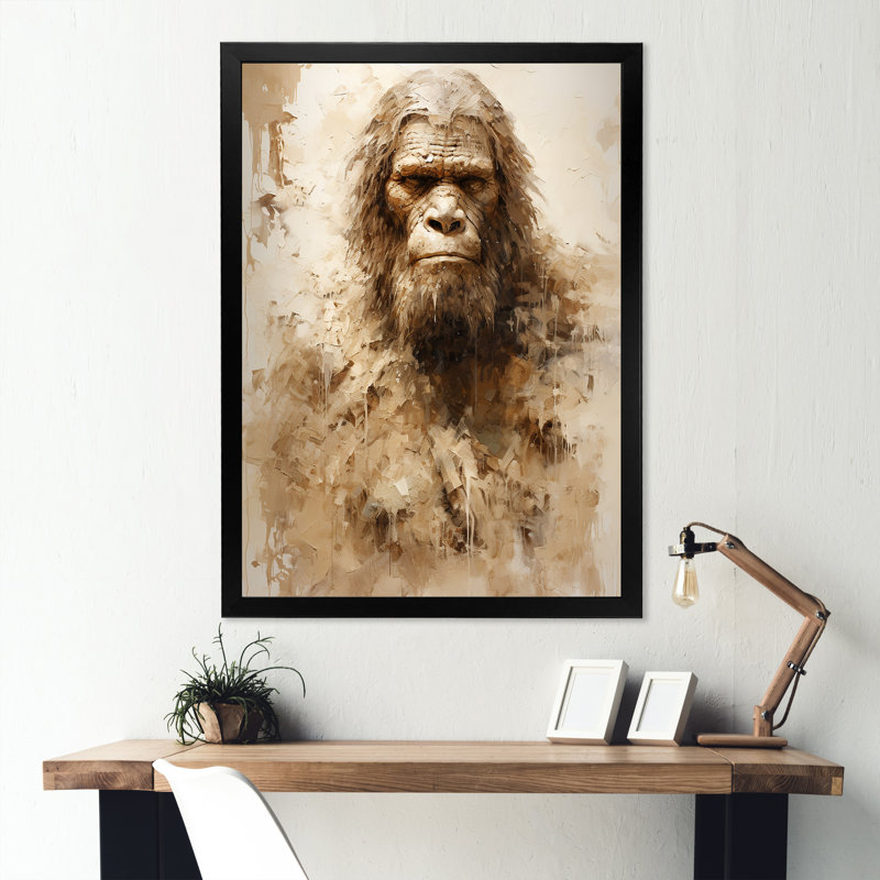 Portrait de Bigfoot IV sur toile, Cadre simple noir, H 40 po x l 30 po x P 1,5 po