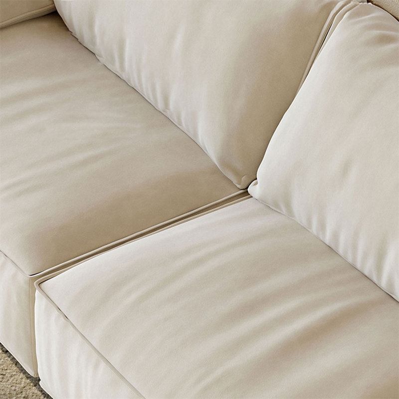 Coussin modulaire 94,49 po blanc crème en polyester, 33.46"H x 102.36"L x 41.34"W