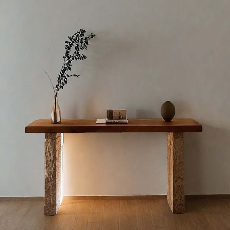 Mid-Century Modern Solid Wood Console Table, 31.5" H x 39.4" W x 11.8" D