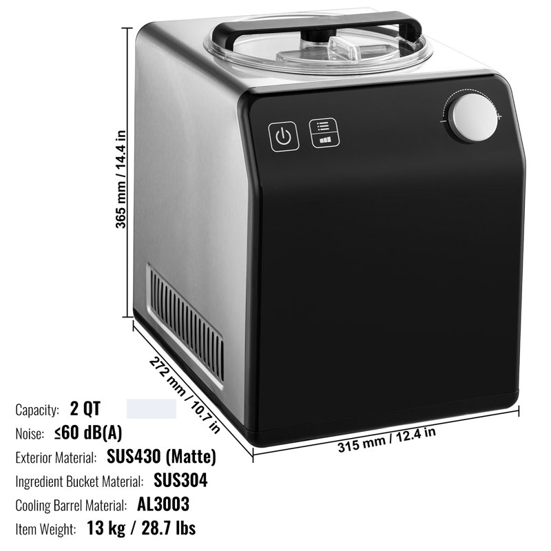 Machine à crème glacée électrique à yogourt électrique 2 pintes VEVOR