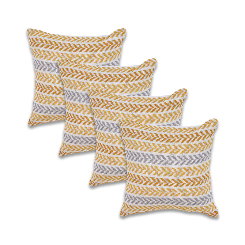 Ensemble de 4 coussins décoratifs en coton tissés à la main, Housse de coussin seulement - sans coussin, Jaune