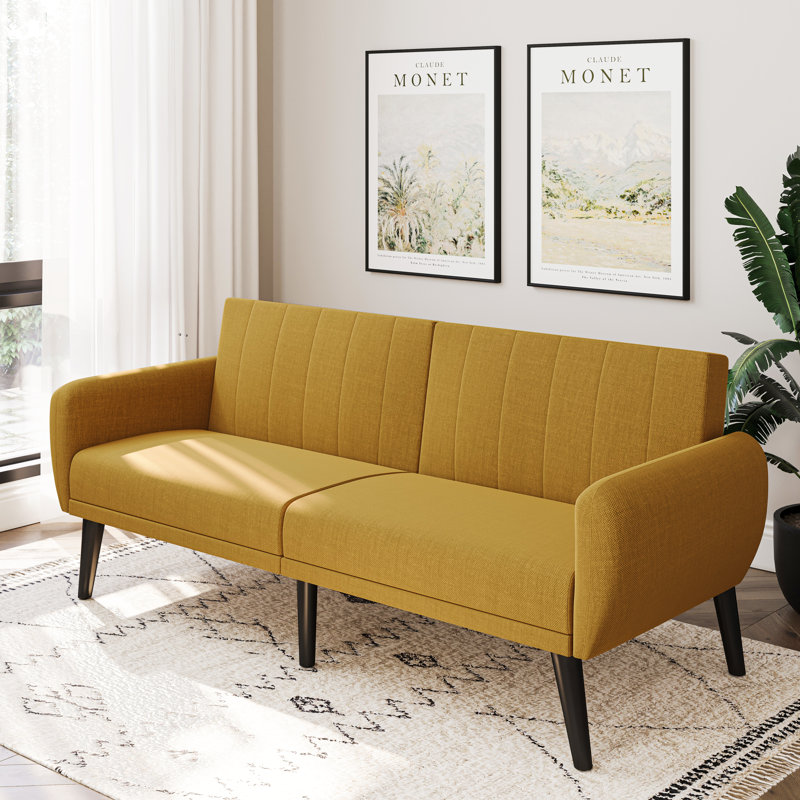 Asloune 77.2'' Flared Arm Sofa Bed, Yellow