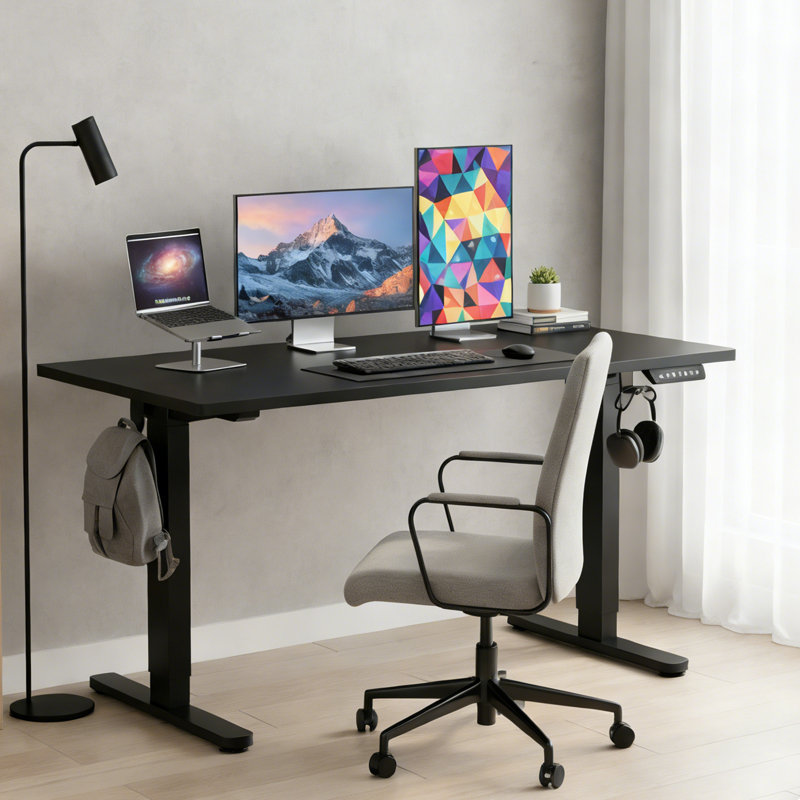 Bureau électrique à hauteur réglable de 55 po avec 4 préréglages de mémoire, Blanc