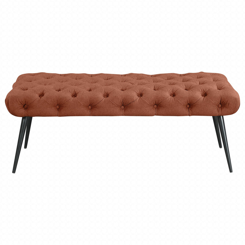 Galiano Rust Upholstered Tufted Bench, Rust
