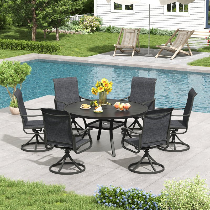 6-Person Outdoor Dining Set, Black/Charcoal