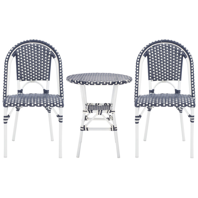 Ensemble bistro 23,75 po Adreian, Bleu marine, Blanc