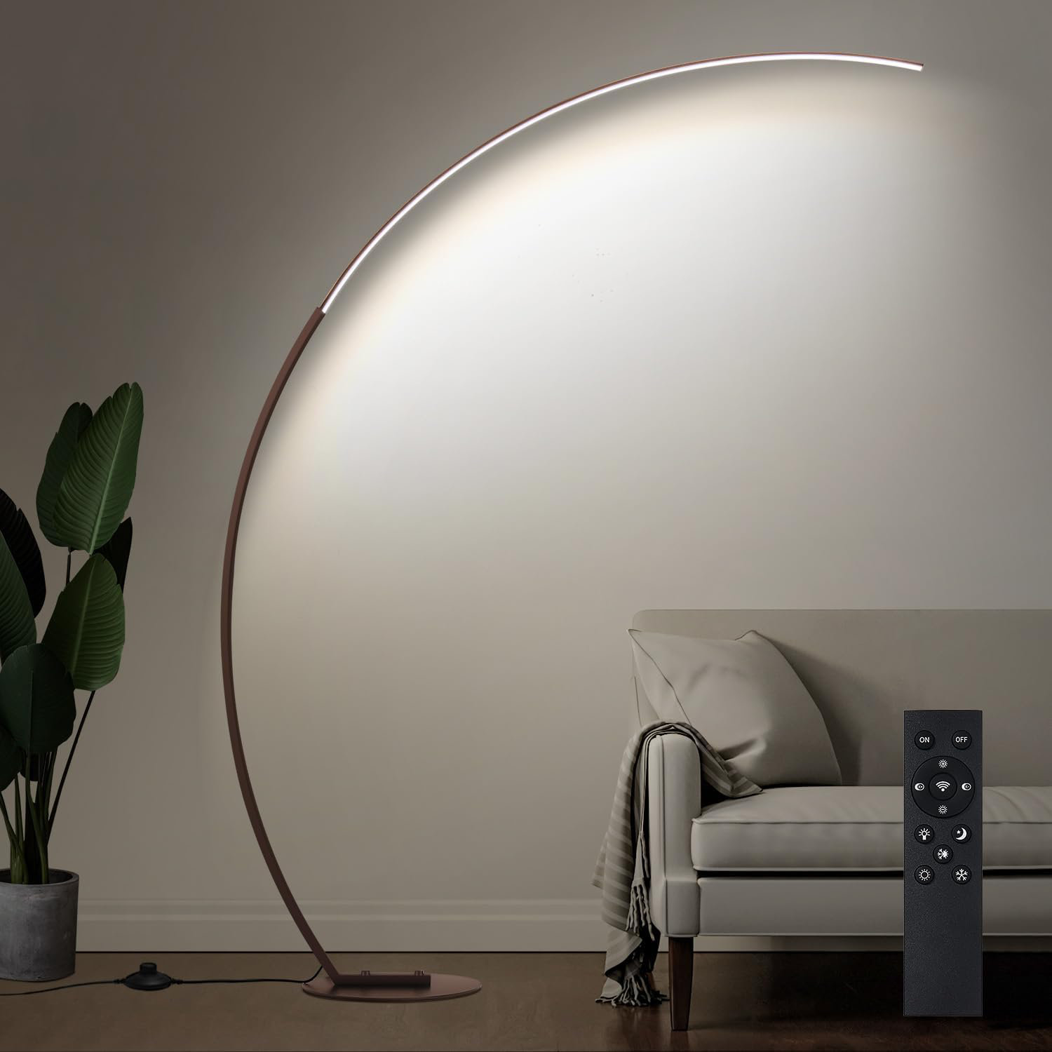 Orren Ellis Dimmable LED Arc Floor Lamp With Remote Control, 2000LM ...