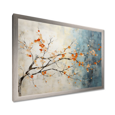Orange Teal Maple Tree Glowing Embers V - Tree Maple Wall Art