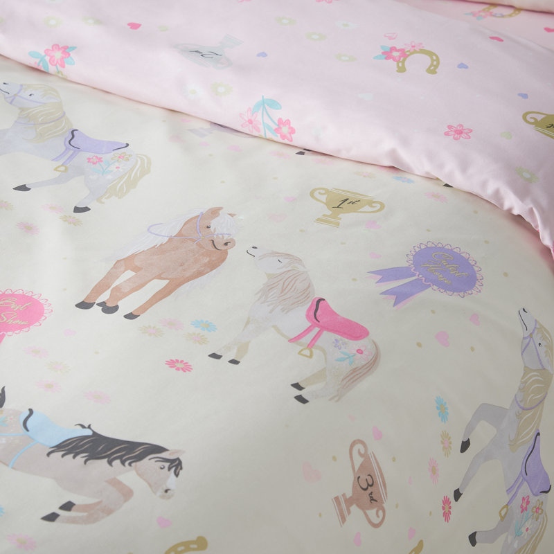 Happy Horses Reversible Duvet Cover Set, Double