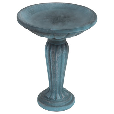 Espino Grecian Column Freestanding Glass Fiber Reinforced Concrete Outdoor Bird Bath