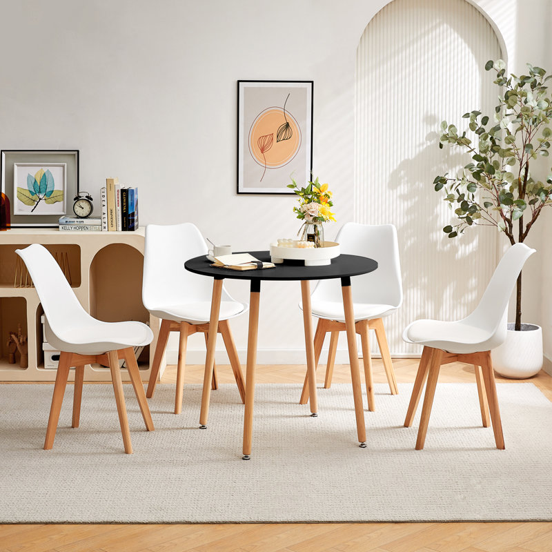 4 - Person Dining Set, Black, White