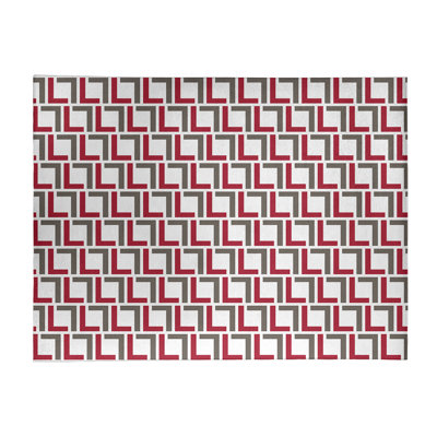 Tapis géométrique gris / rouge / blanc
