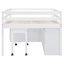 White Loft Bed With Shelf And Drawer - Practical & Attractive Retractable Desk Storage Cabinet Quality Materials-118035842-118035843