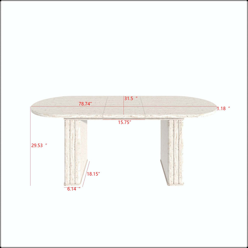 Oval Extendable Dining Table with Travertine Finish