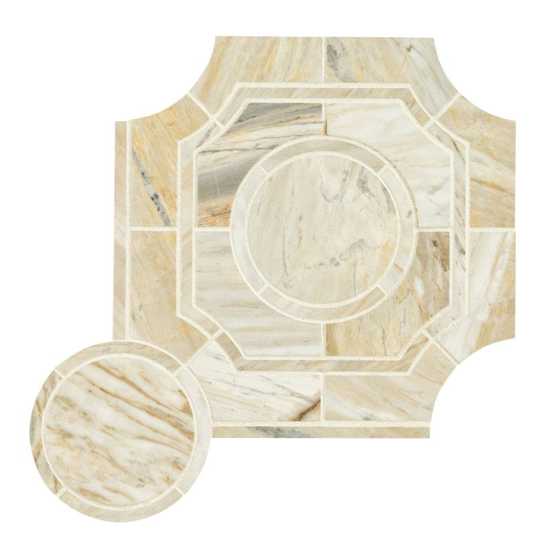 Selene Oro Galleria 10 in. x 10 in. Polished Marble Mosaic Floor and Wall Tile