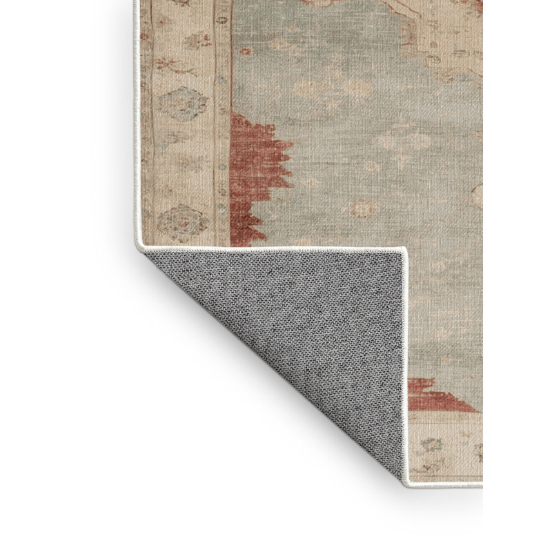 Machine Washable Overdyed Beige Area Rug, Round 4'