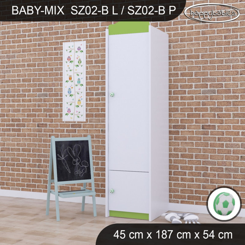 Baby Mix Ball 2 Door Wardrobe, Green