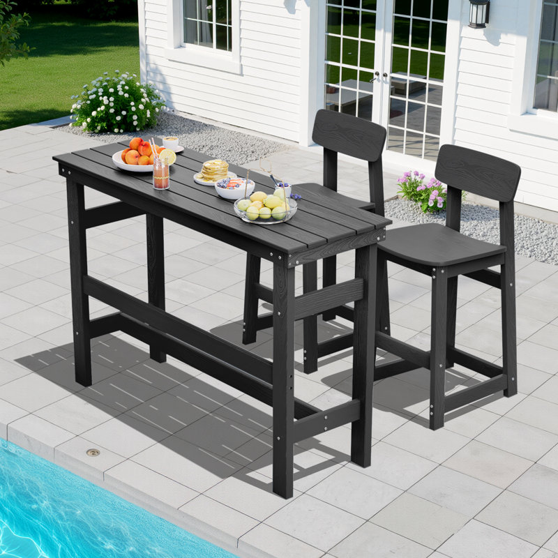 Ensemble de 2 chaises simples et modernes en PEHD pour l'extérieur, Noir