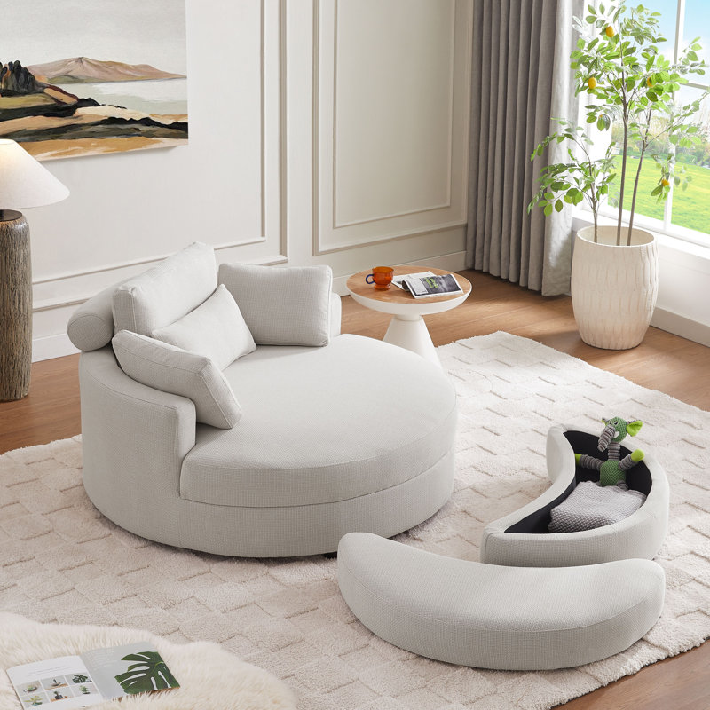 Dashton Upholstered Barrel Chair with Ottoman