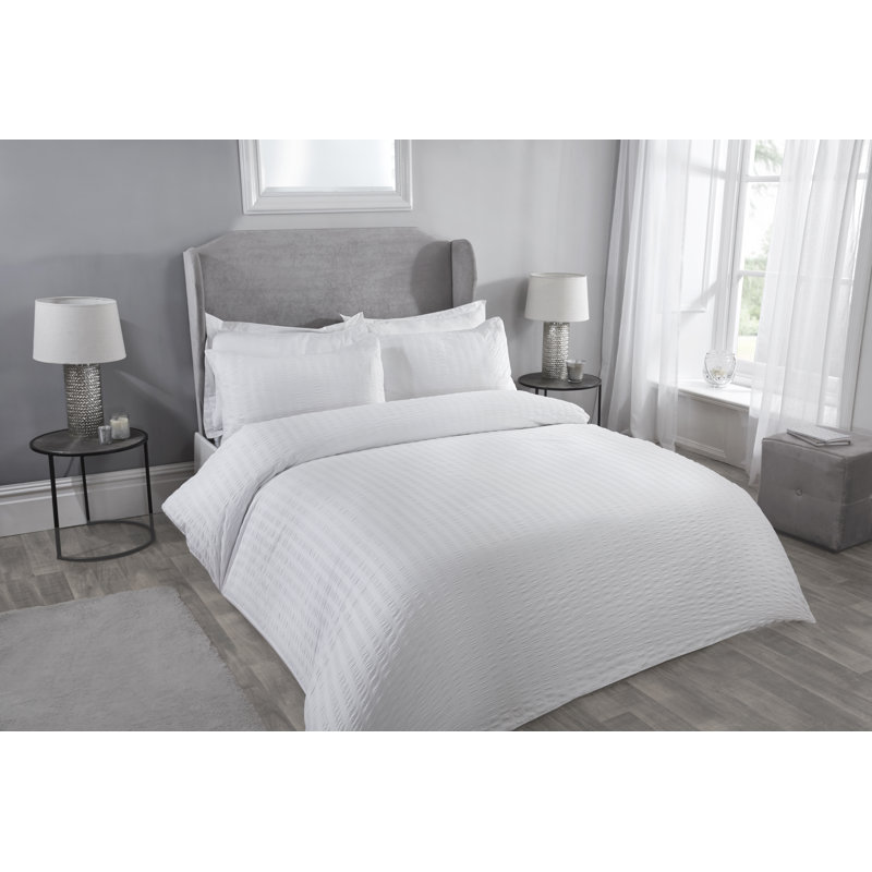 Lederer Polyester Solid Colour Duvet Cover Set with Pillowcases, Super King - 2 Standard Pillowcases, White