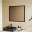 Cadre de miroir carré en aluminium noir de 32 pouces pour la salle de bain et le couloir, fixation murale facile et conception durable