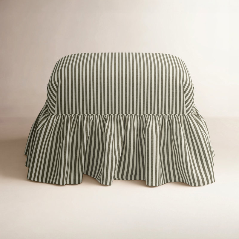 June Upholstered Ottoman, Jane Stripe Laurel