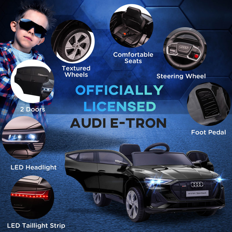 Black 12V Audi E-tron Sportback Kids Ride-On Car