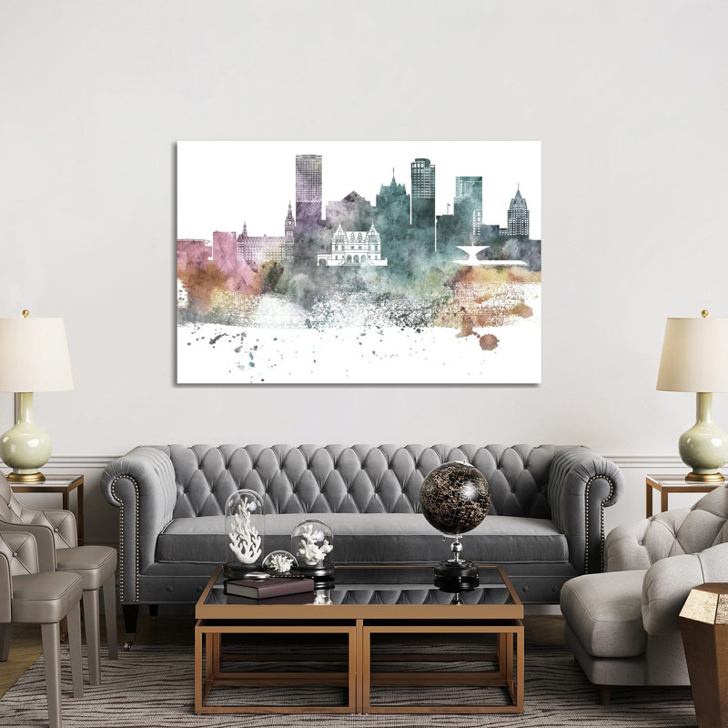 Milwaukee Pastel Skylines - Wrapped Canvas Painting, 152.5 cm H x 101.5 cm W