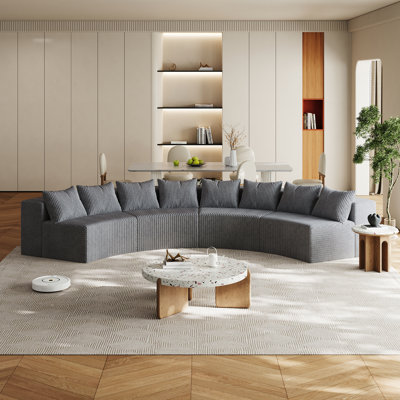 Canapé modulaire incurvé avec 8 coussins Corduroy