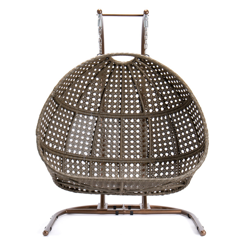 Balancelle double avec support Tallulah, Beige, Brun, 57.5