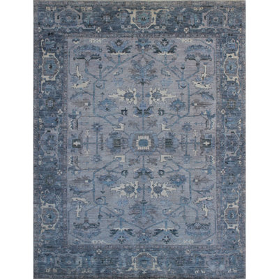 High-Quality Hand-Knotted Grey And Dark Grey Area Rug
