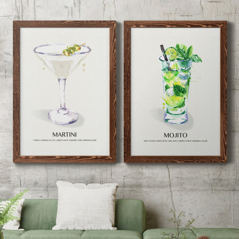 " Martini " 2 - Pieces, 20" H x 34" W x 1.5" D, Maple Framed