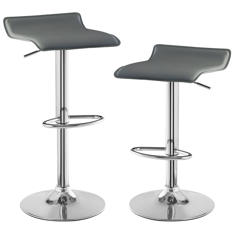Aryelle Swivel Upholstered Adjustable Height Counter Stool with Metal Frame, Dark Gray